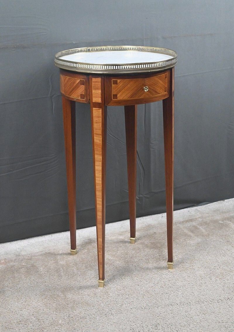 Small Marquetry Side Table, Louis XVI Style – Early 20th Century photo Furniture
