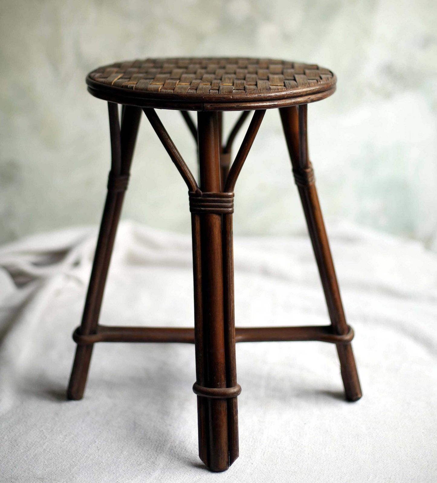 French Mid Century Round Stool Small Table 1960s Vintage Furniture photo furniture