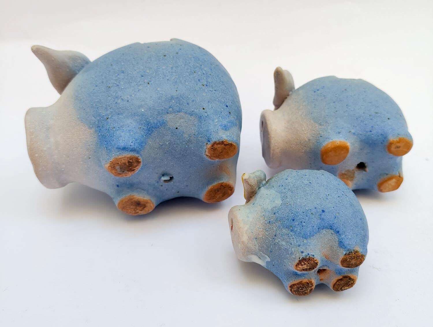 Set Of 3 Ceramic Pig Figurines Gli Etruschi Designed By Ivo De Santis, Vintage Bitossi Era photo vintage
