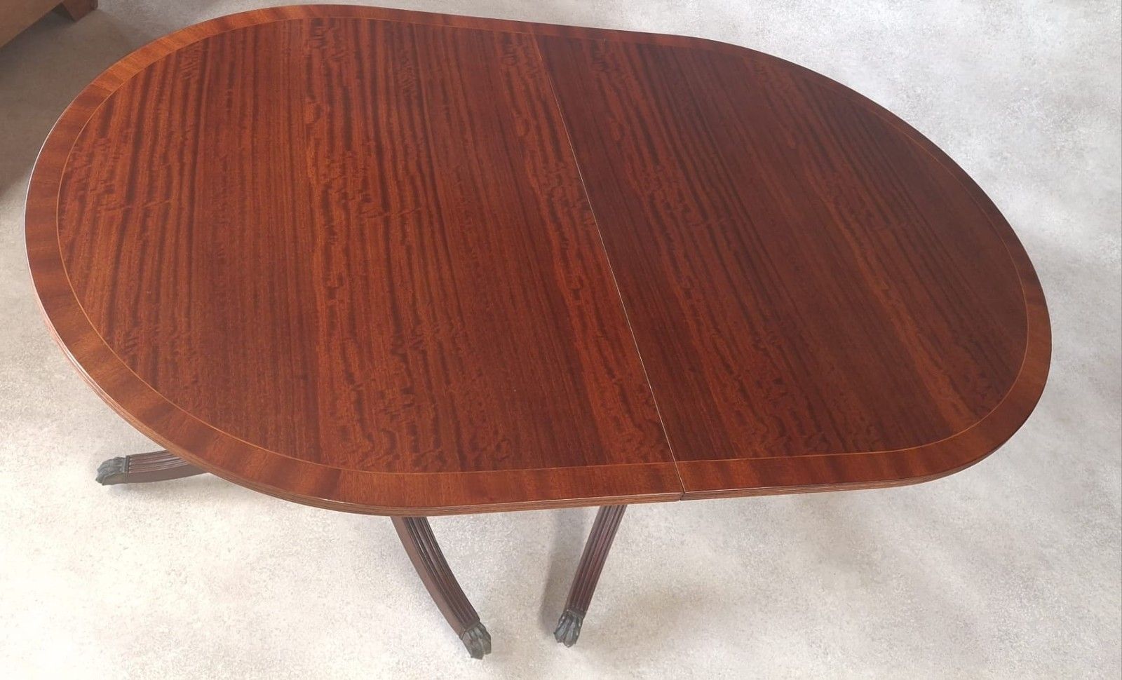 Regency Style Mahogany Twin Pedestal Dining Table Oval Vintage Reproduction photo furniture