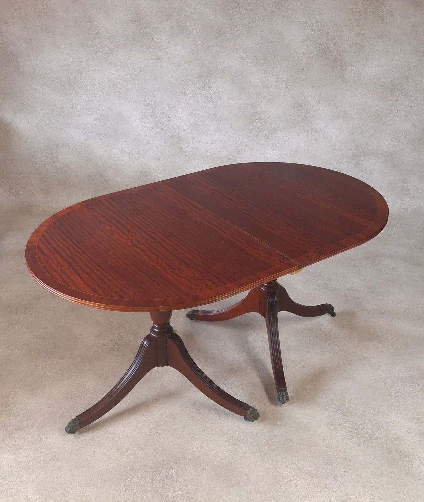 Regency Style Mahogany Twin Pedestal Dining Table Oval Vintage Reproduction photo vinterior
