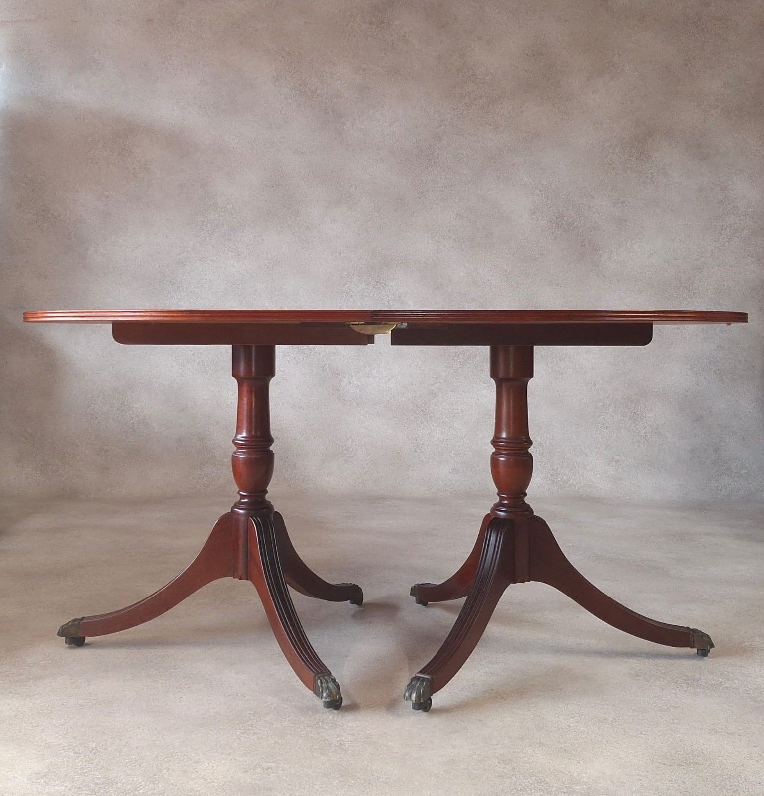 Regency Style Mahogany Twin Pedestal Dining Table Oval Vintage Reproduction photo vintage