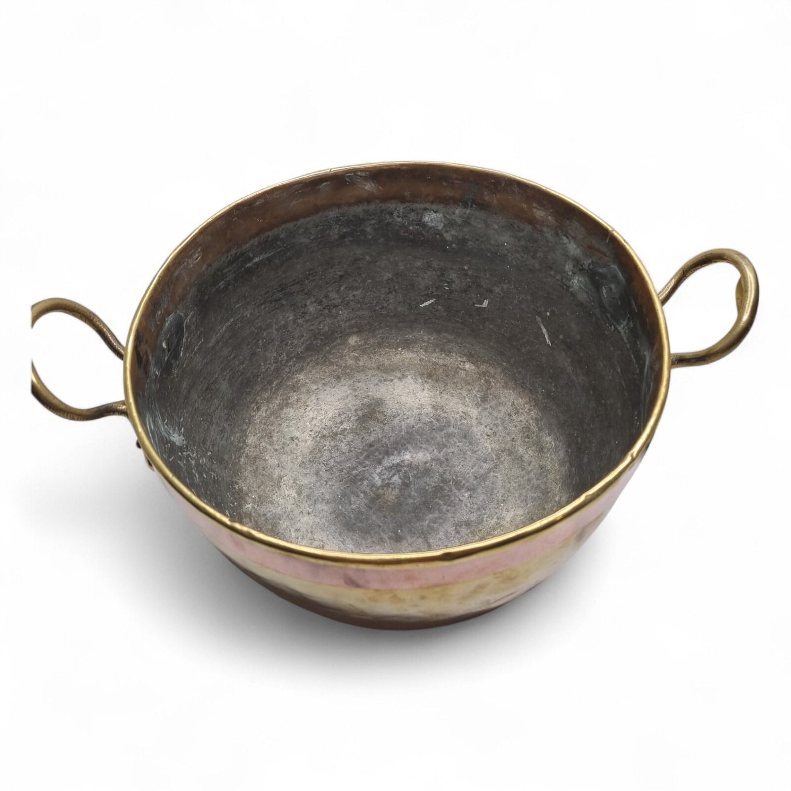 Antique Copper And Brass Cooking Pot Lidded Cauldron 19th Century Stock Pot photo furniture