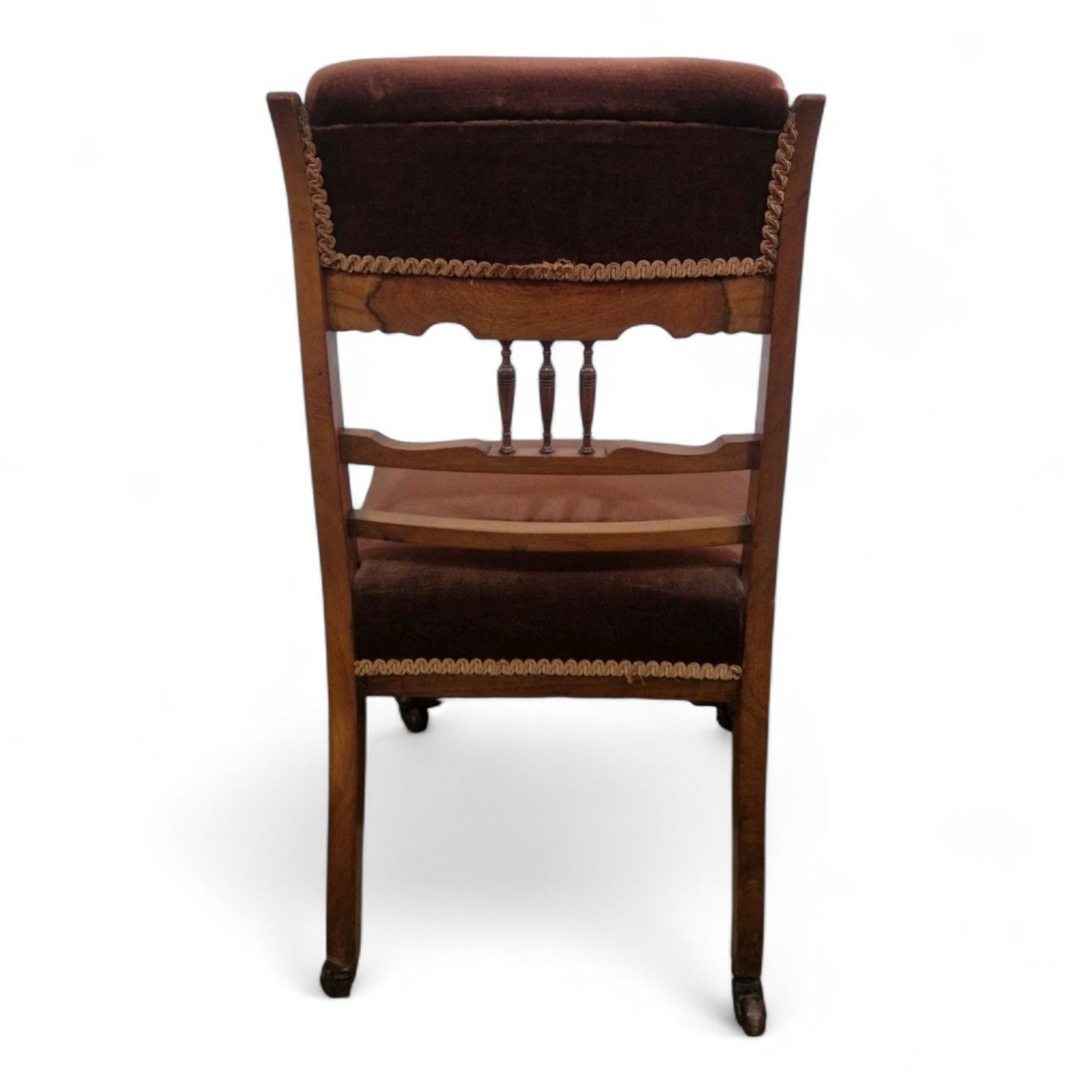 Victorian Mahogany Inlaid Slipper Chair Nursing Bedroom Seat Antique Carved photo buy