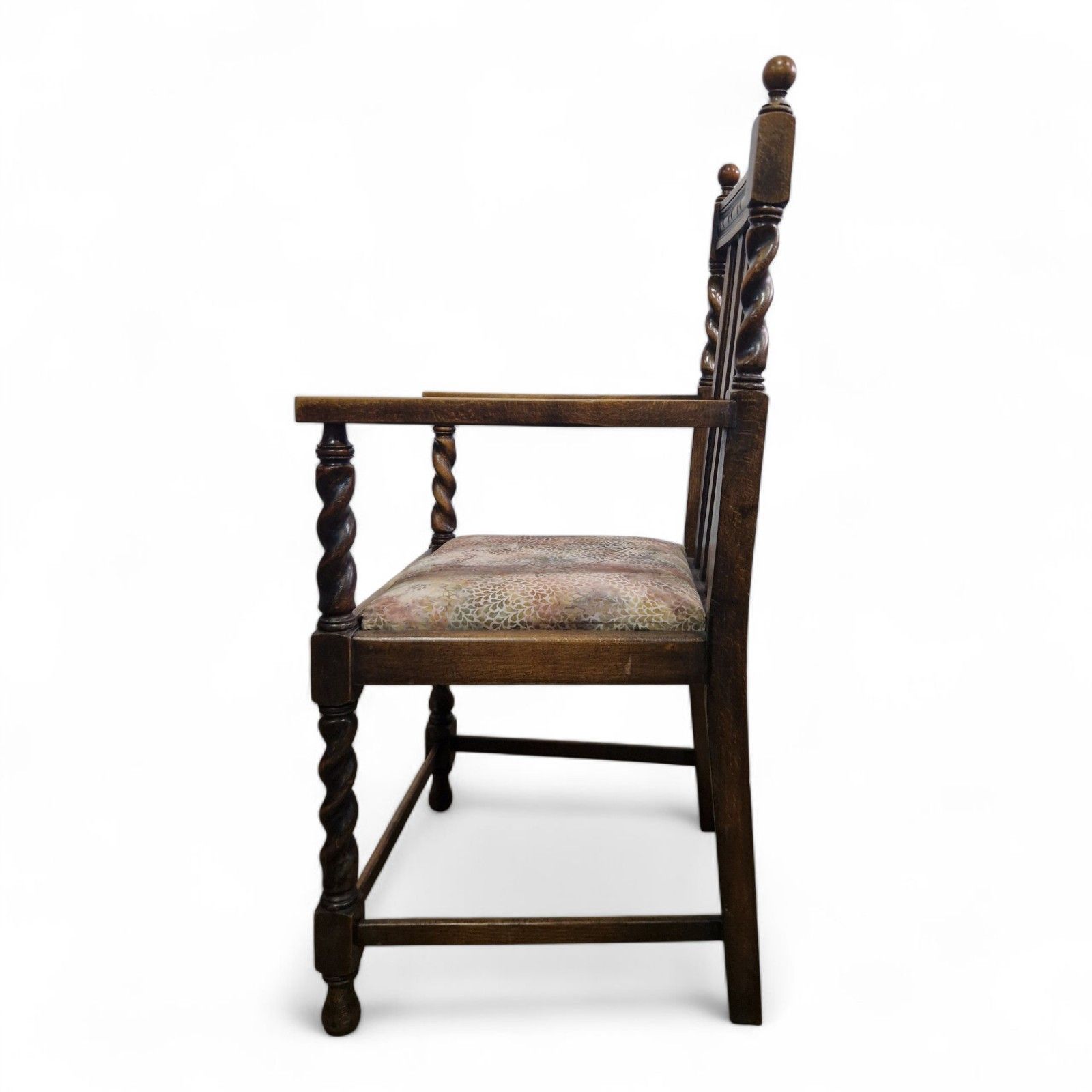 Antique Oak Barley Twist Carver Chair Farmhouse Armchair Spiral Turned Chair photo Furniture