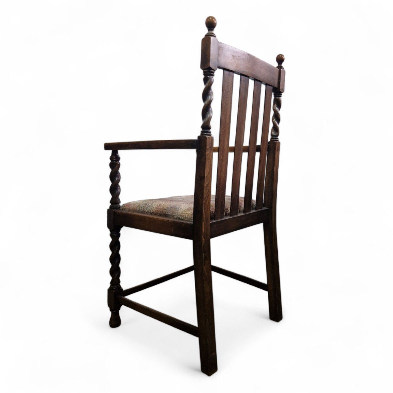 Antique Oak Barley Twist Carver Chair Farmhouse Armchair Spiral Turned Chair photo 95.0