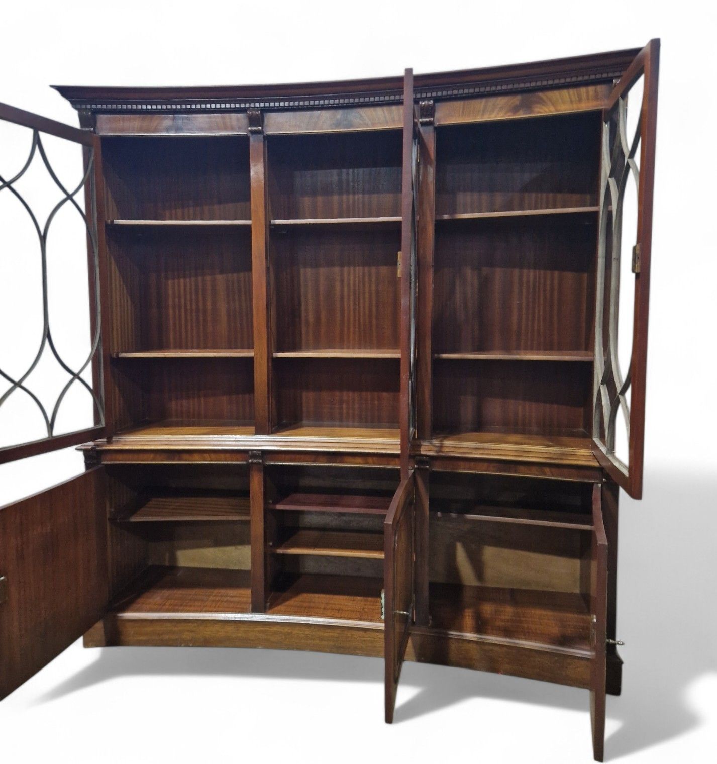 Reprodux Mahogany Concave Display Cabinet Astragal Glazed Bookcase 6 Door photo buy