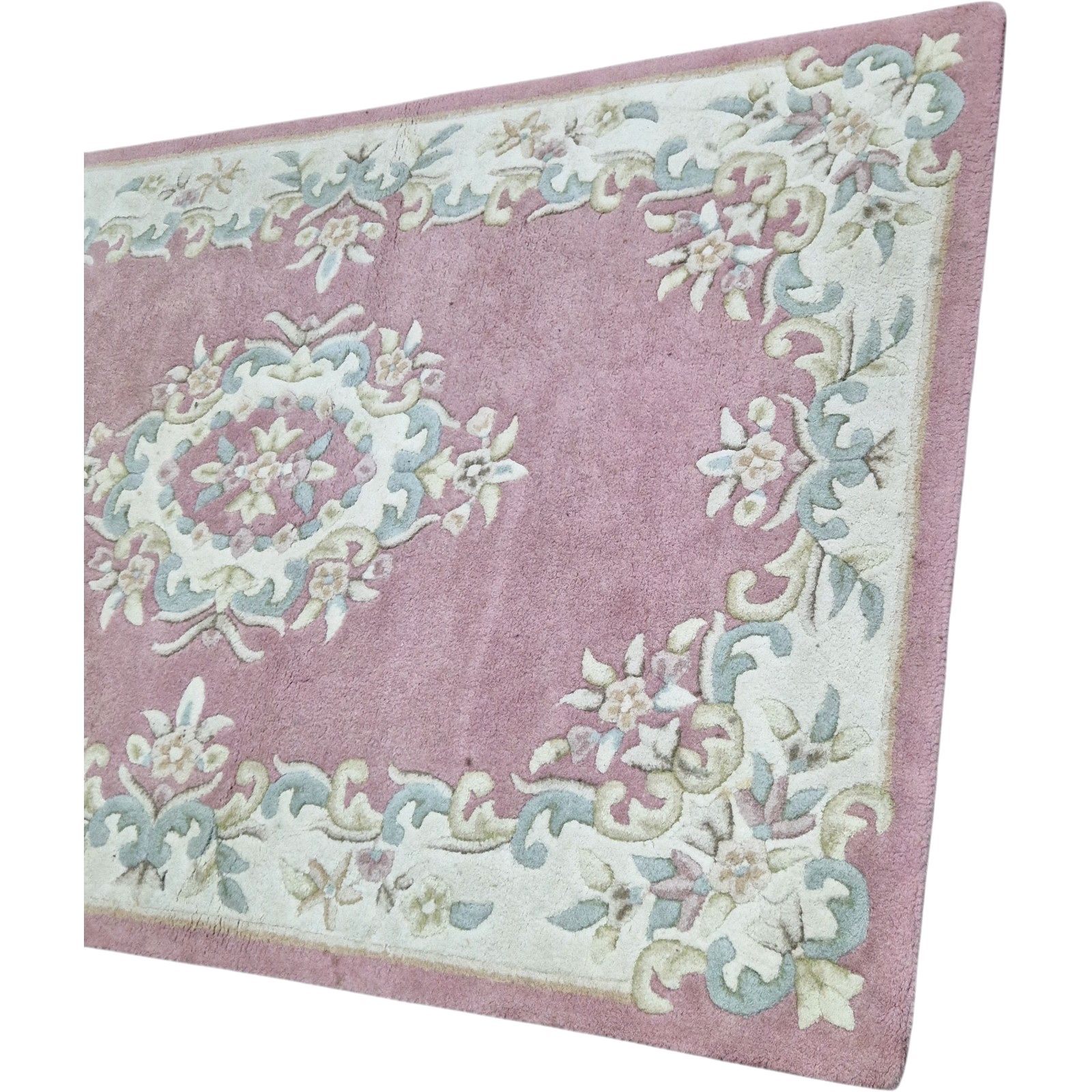 Vintage Chinese Floral Rug Pink Thick Pile Traditional Carpet 180x120cm photo 95.0