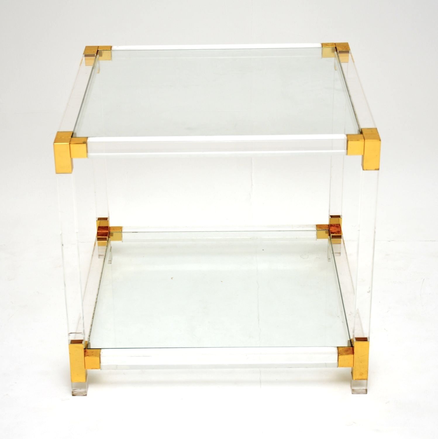 Vintage Italian Lucite And Glass Coffee / Side Table. photo furniture