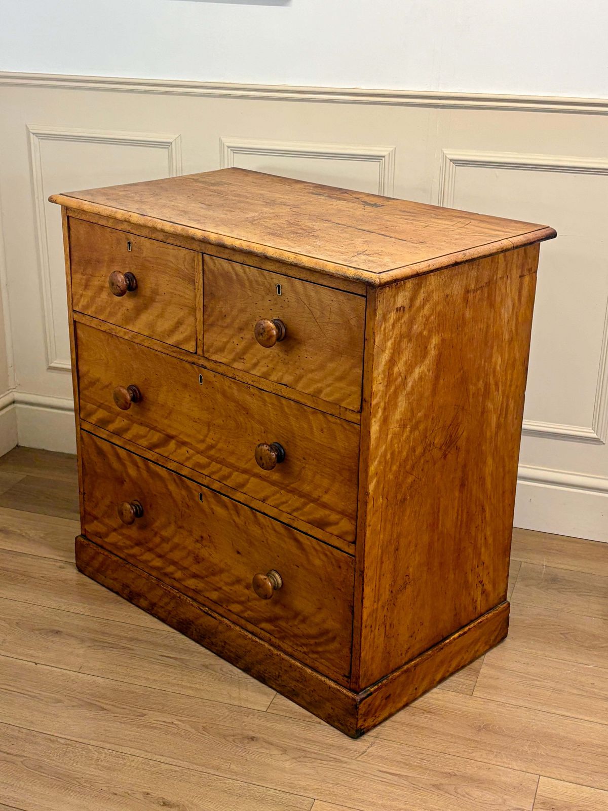 Antique Heal & Son Bleached Satin Birch Chest Of Drawers. photo vinterior