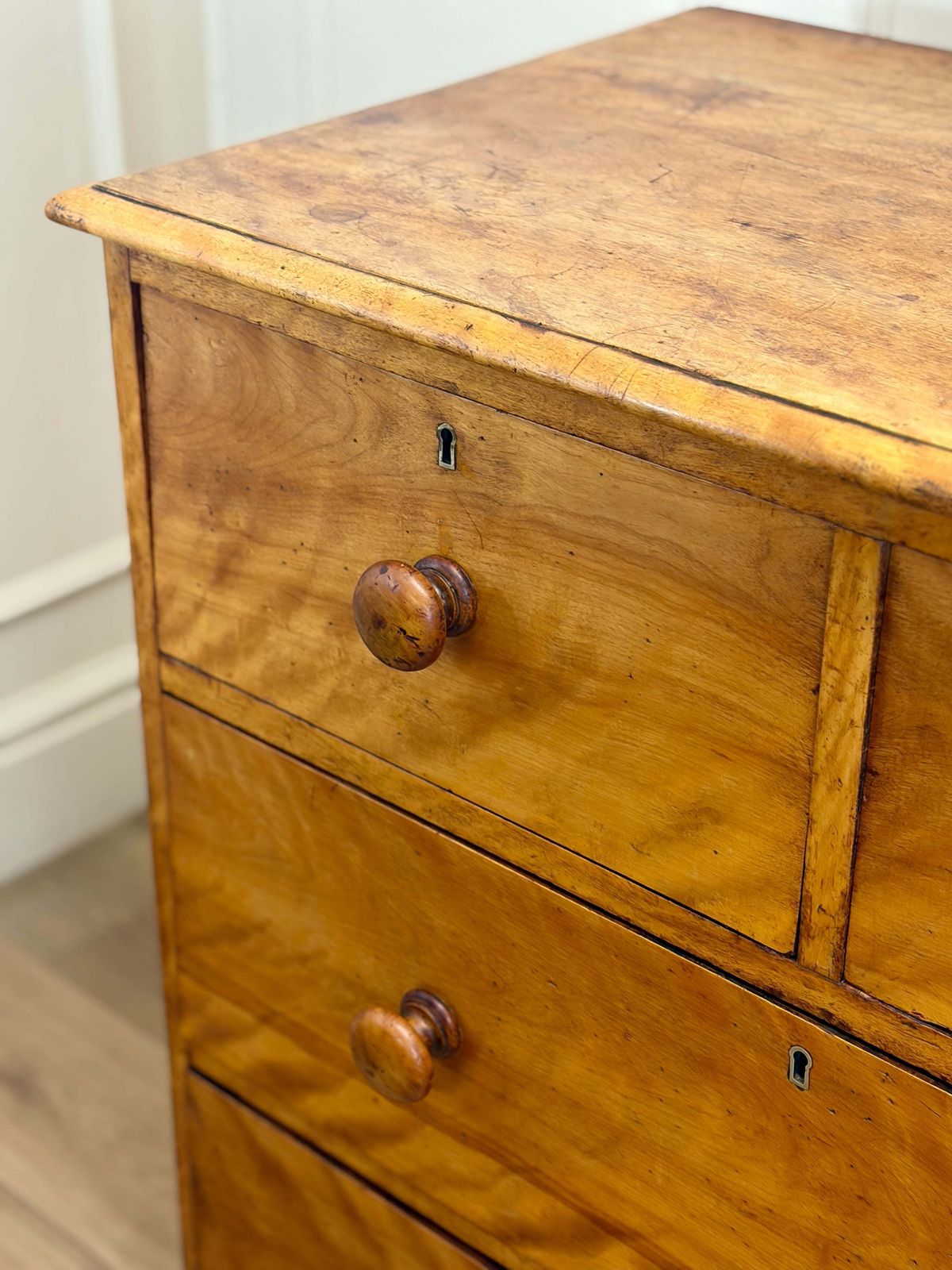 photo buy Antique Heal & Son Bleached Satin Birch Chest Of Drawers.