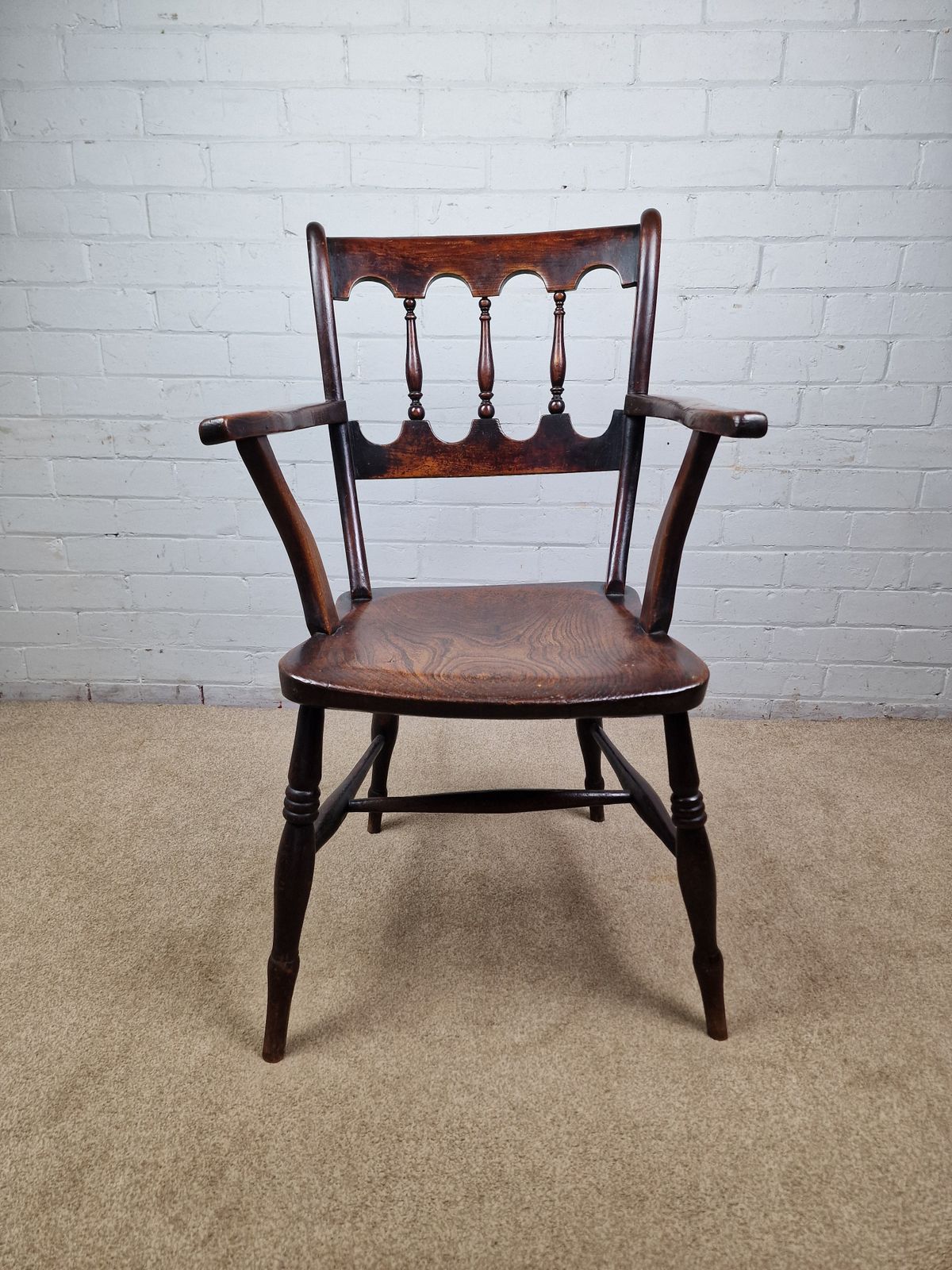 Victorian Elm And Beech Oxford Bar Back Windsor Chair