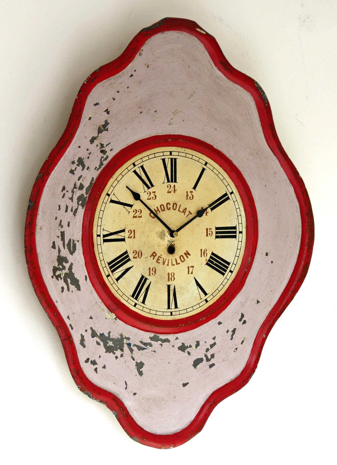 Chocolat Revillon Wall Clock   58cm Vintage Bar French Advertising Metal Art Deco Antique Clock Toleware Clock Off The Wall Clocks photo furniture