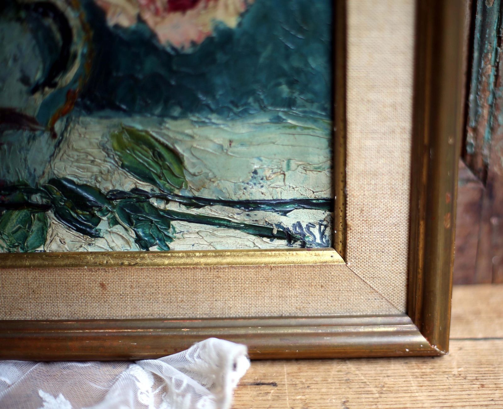 144.0 French Floral Oil Painting Canvas Art Flowers Framed Impasto Still Life By Jac Laube photo
