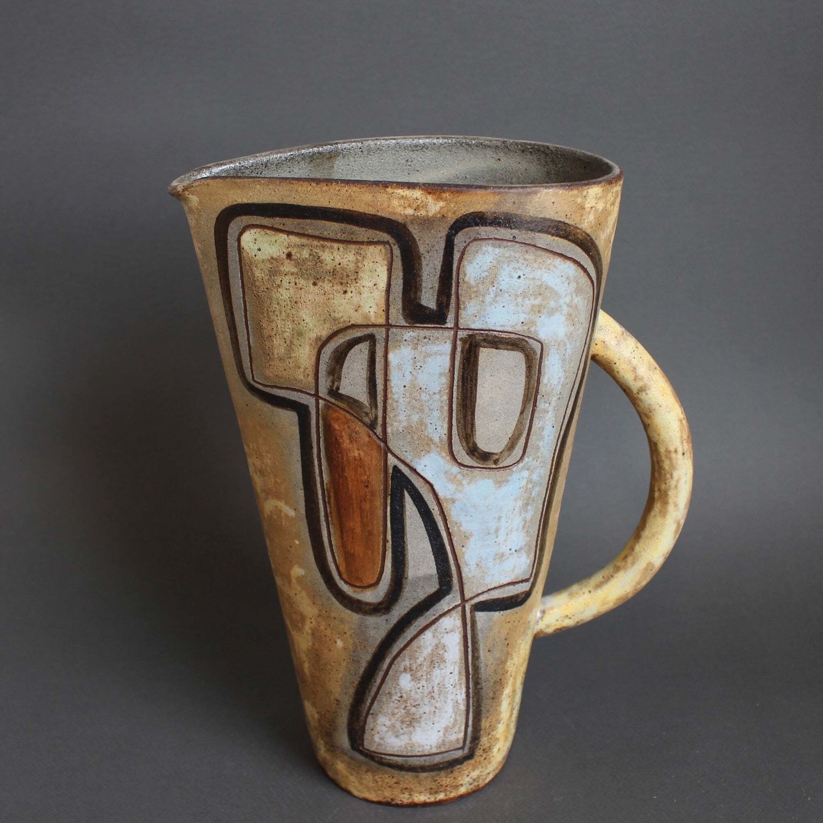 French Vintage Ceramic Pitcher With Abstract Motif By Alexandre Kostanda (Circa 1960s) photo 2400.0