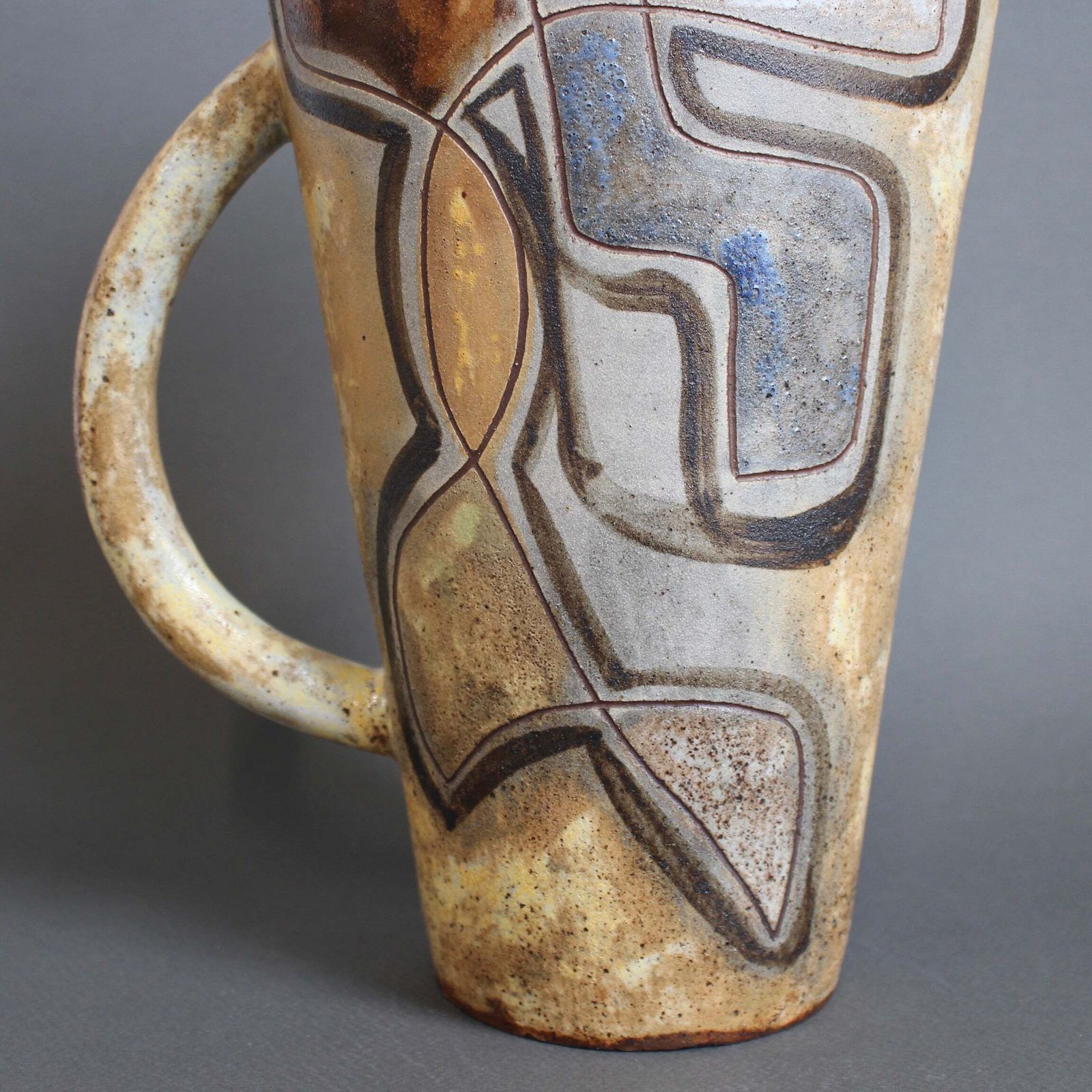 photo furniture French Vintage Ceramic Pitcher With Abstract Motif By Alexandre Kostanda (Circa 1960s)