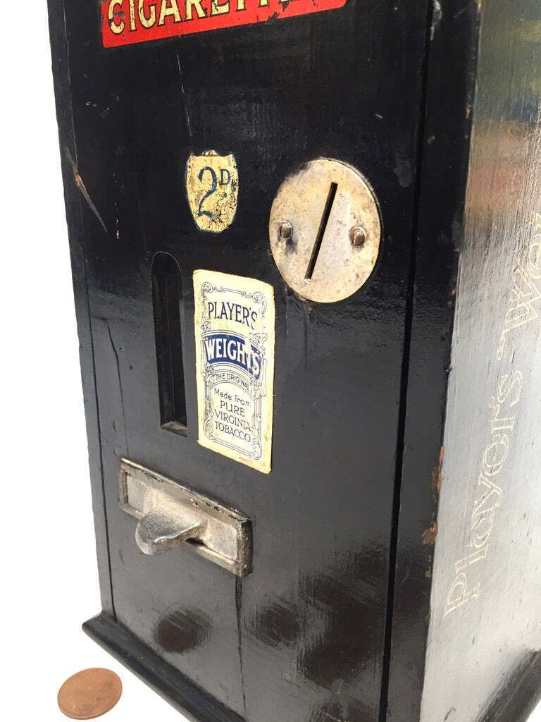 Antique Advertising   Wooden Players Coin Operated Cigarette Vending Machine photo furniture