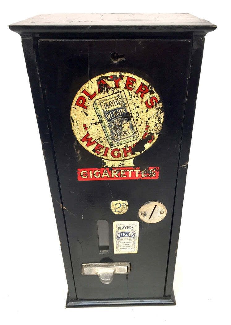 Antique Advertising   Wooden Players Coin Operated Cigarette Vending Machine photo Home Decor