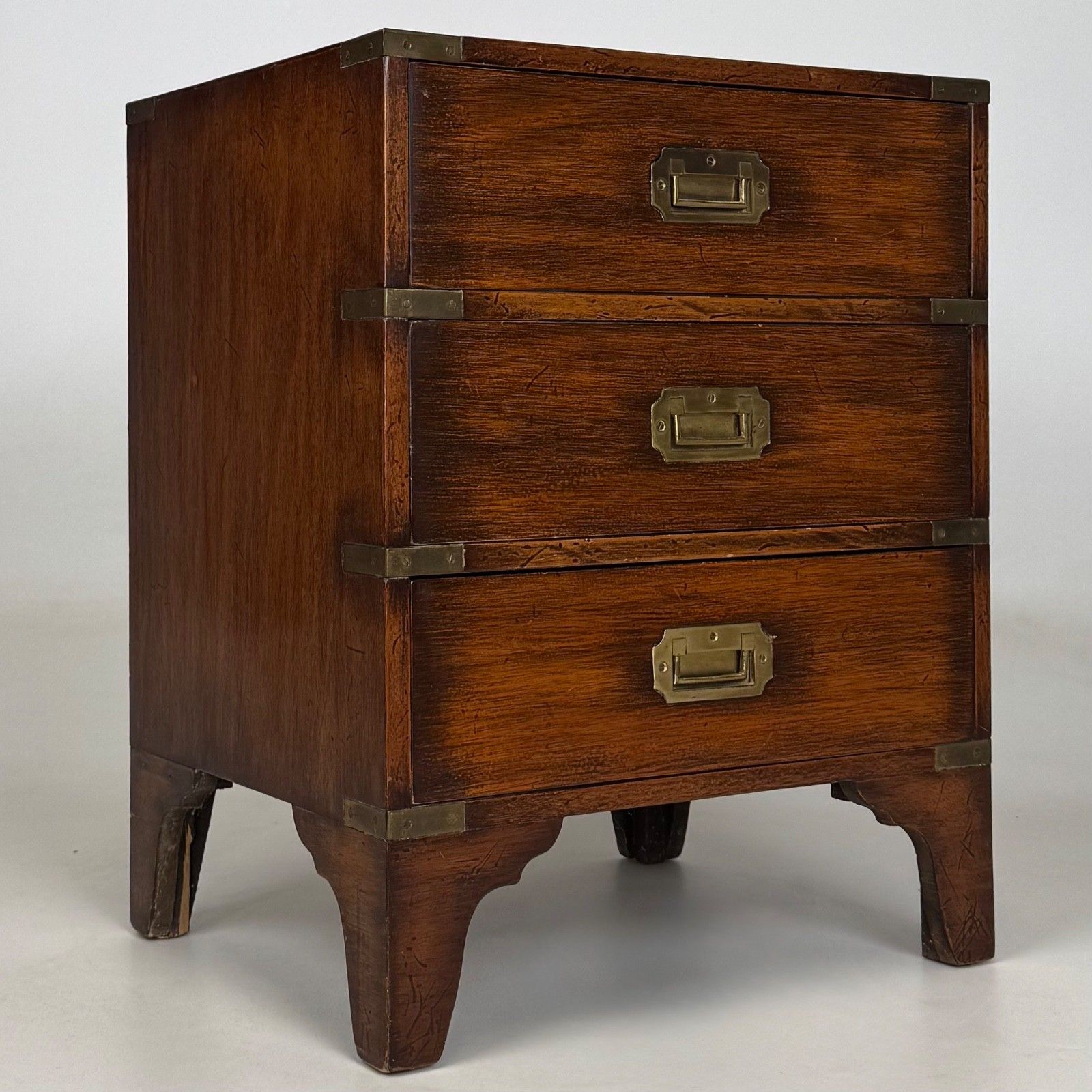 Antique 20th Century Small Campaign Style Chest Of Drawers ( Af 5786 ) photo vintage