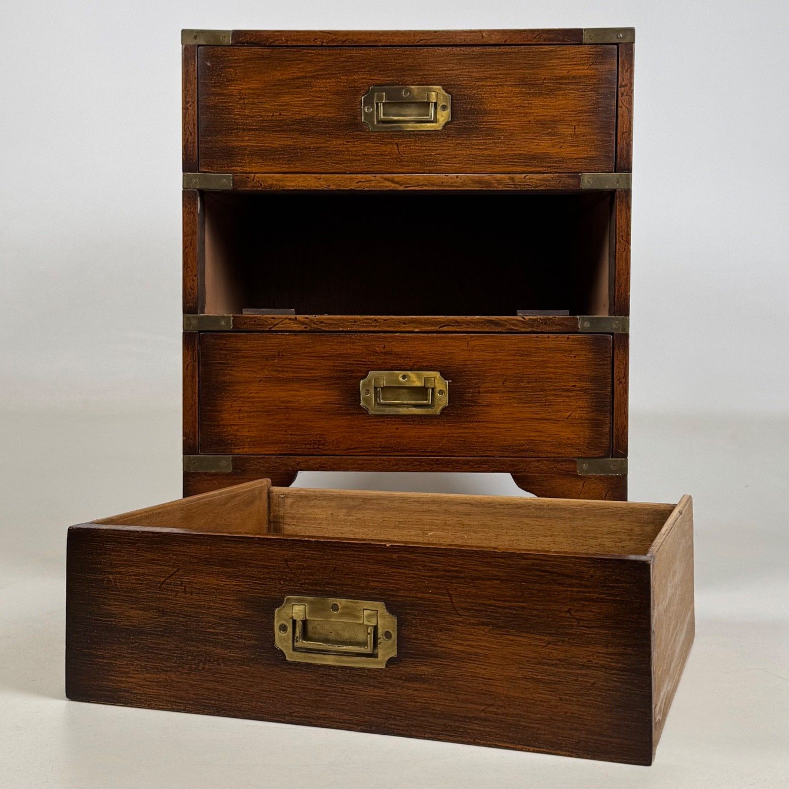 photo for sale Antique 20th Century Small Campaign Style Chest Of Drawers ( Af 5786 )