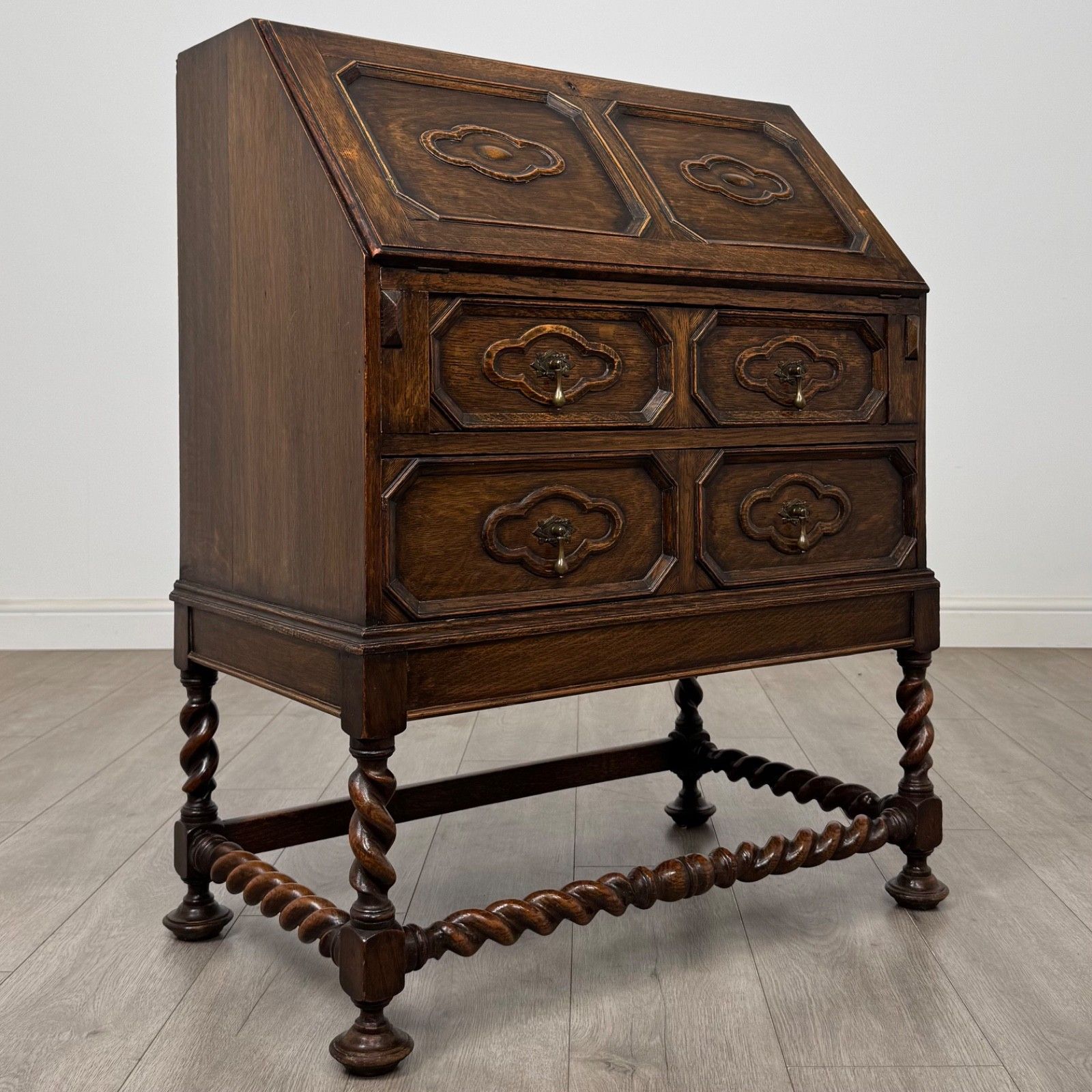 photo furniture Antique 20th Century Jacobean Style Bureau In Oak ( Af 5772 )