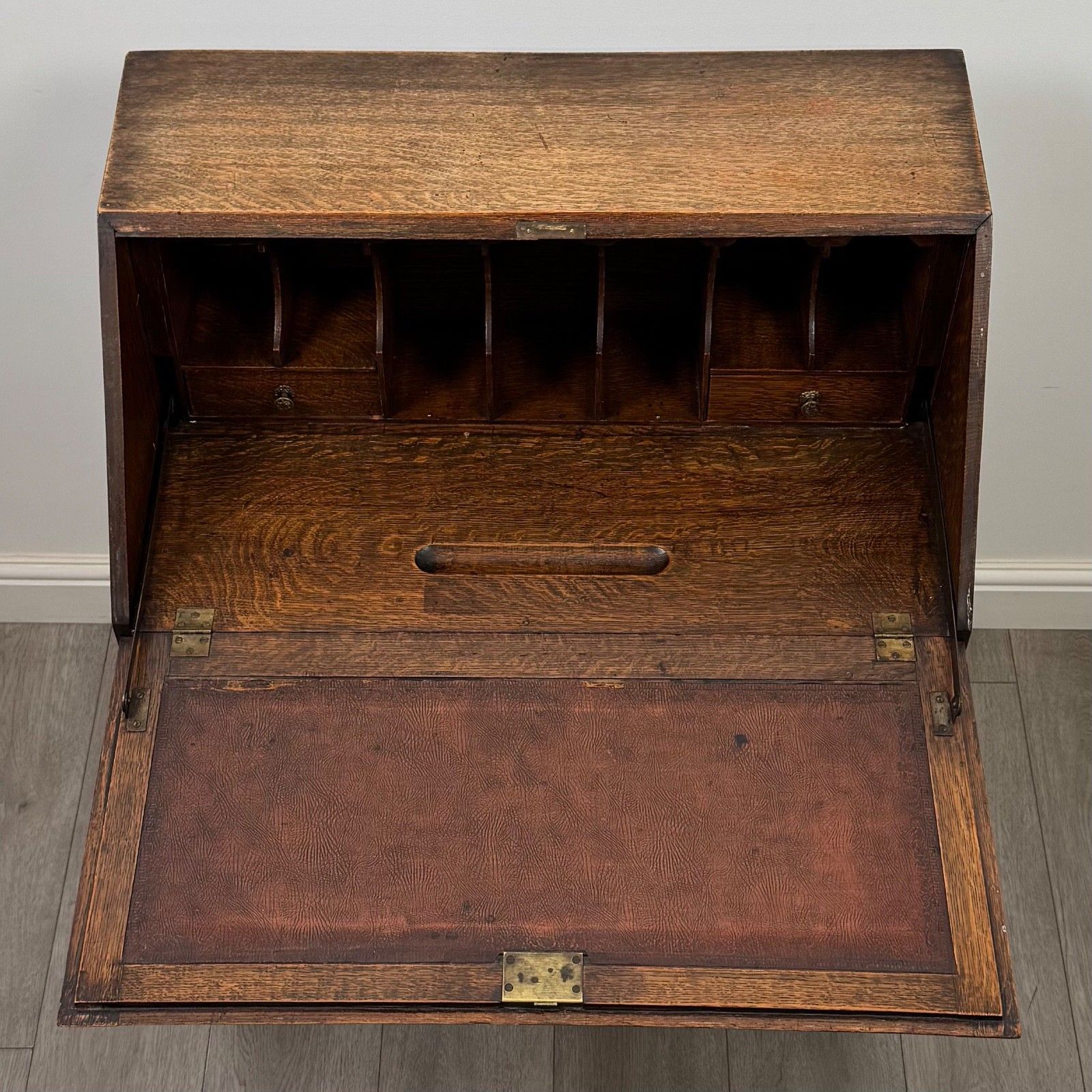 Furniture Antique 20th Century Jacobean Style Bureau In Oak ( Af 5772 ) photo