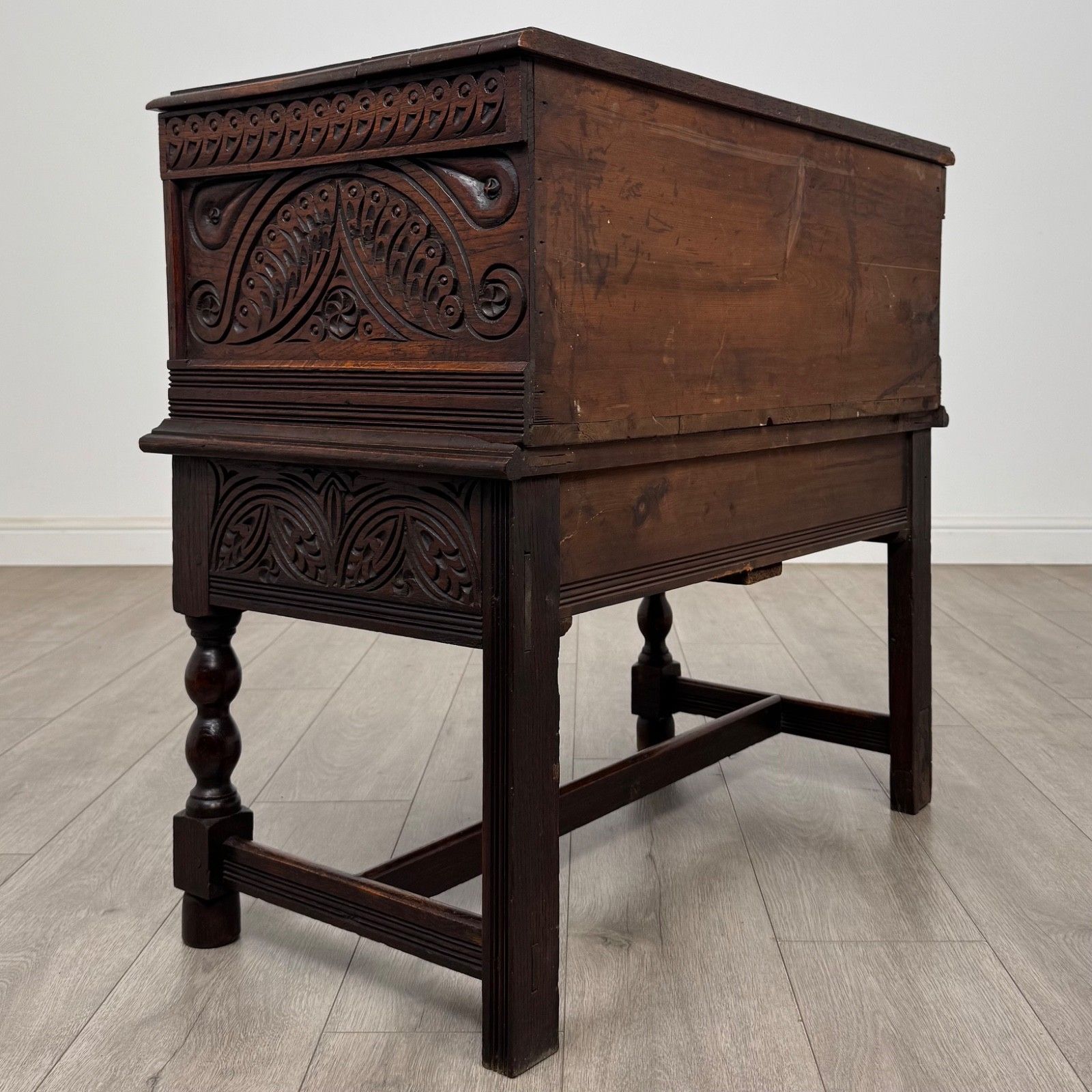 Antique 19th Century Carved Victorian Chest On Stand In Oak ( Af 5799 ) photo Furniture