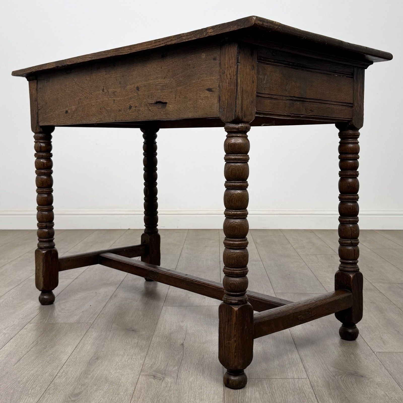 Antique 18th Century Georgian Bobbin Turned Writing Table In Oak ( Af 5757 ) photo vinterior