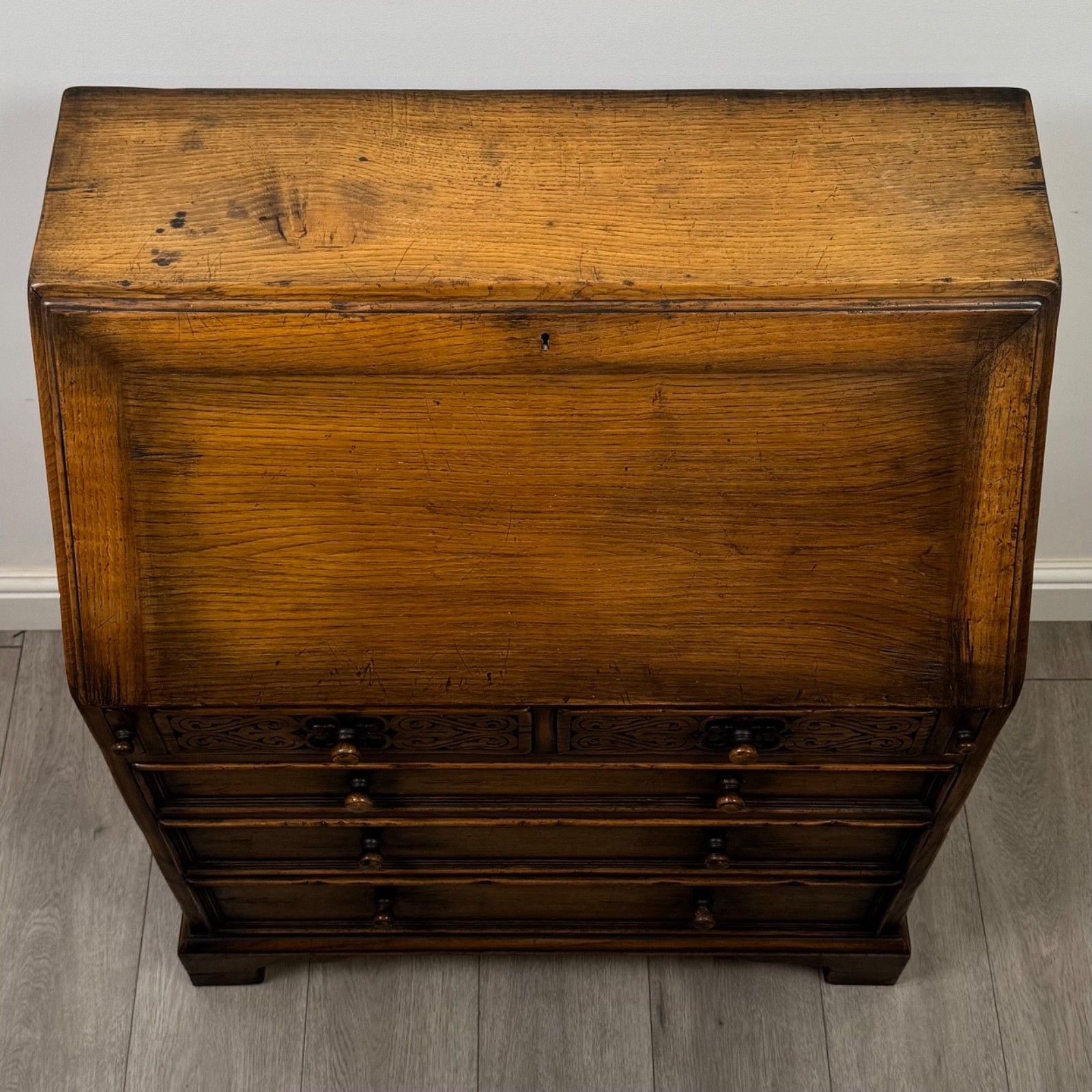 photo for sale Antique 20th Century Jacobean Style Bureau In Oak ( Af 5779 )