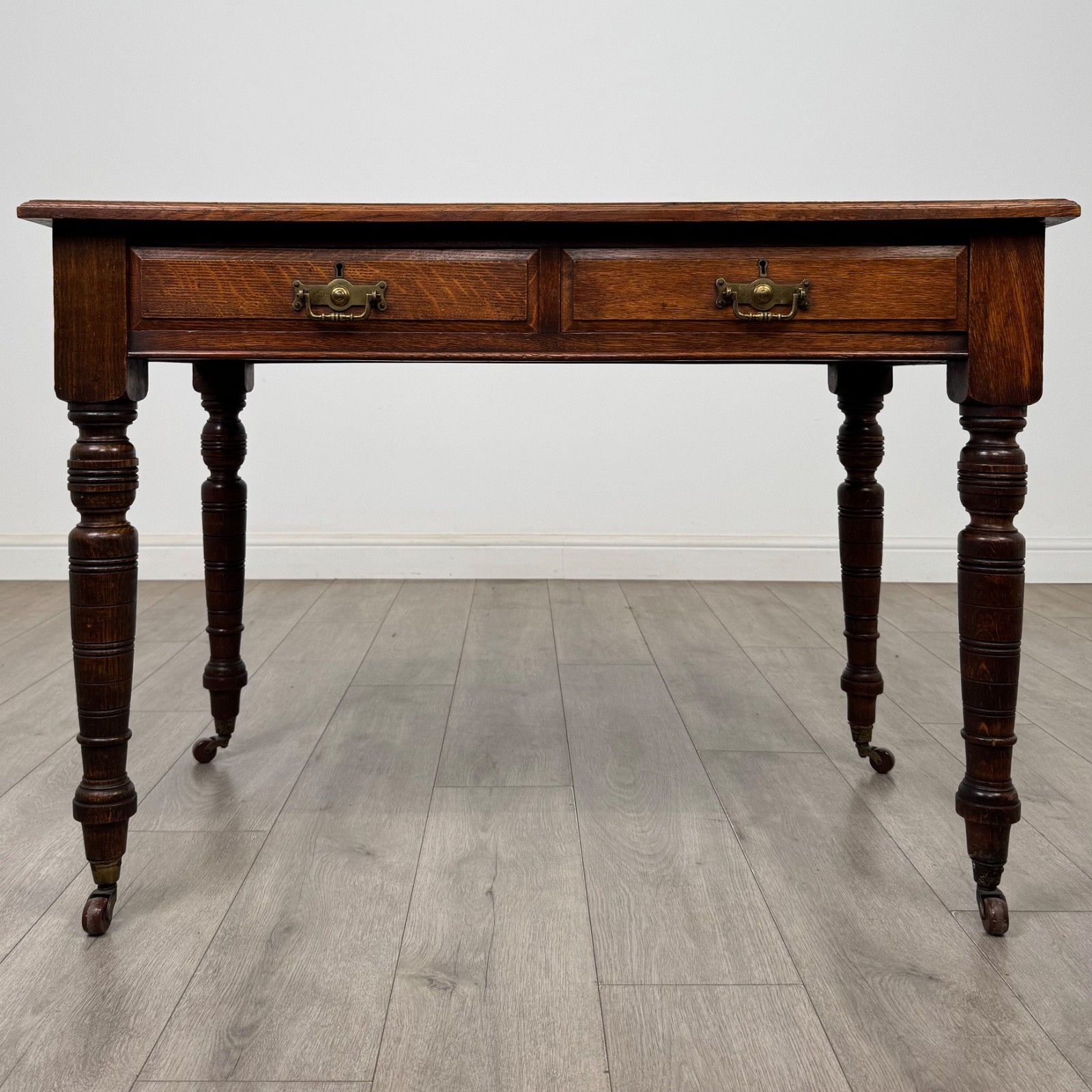 Antique 20th Century Edwardian Writing Table In Oak ( Af 5805 )