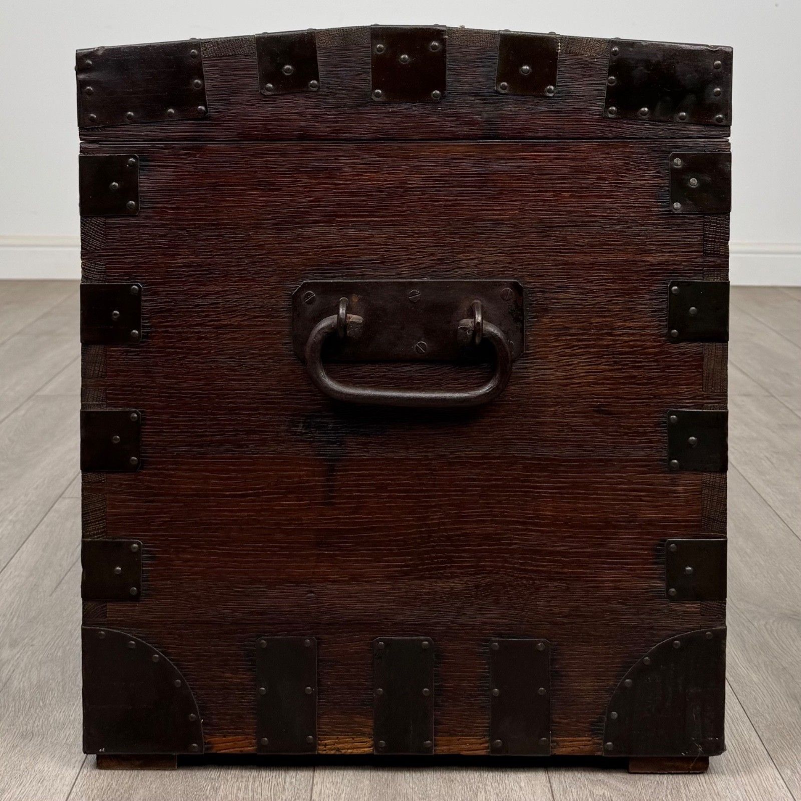 Antique 19th Century Iron Bound Victorian Silver Chest In Oak ( Af 5797 ) photo for sale