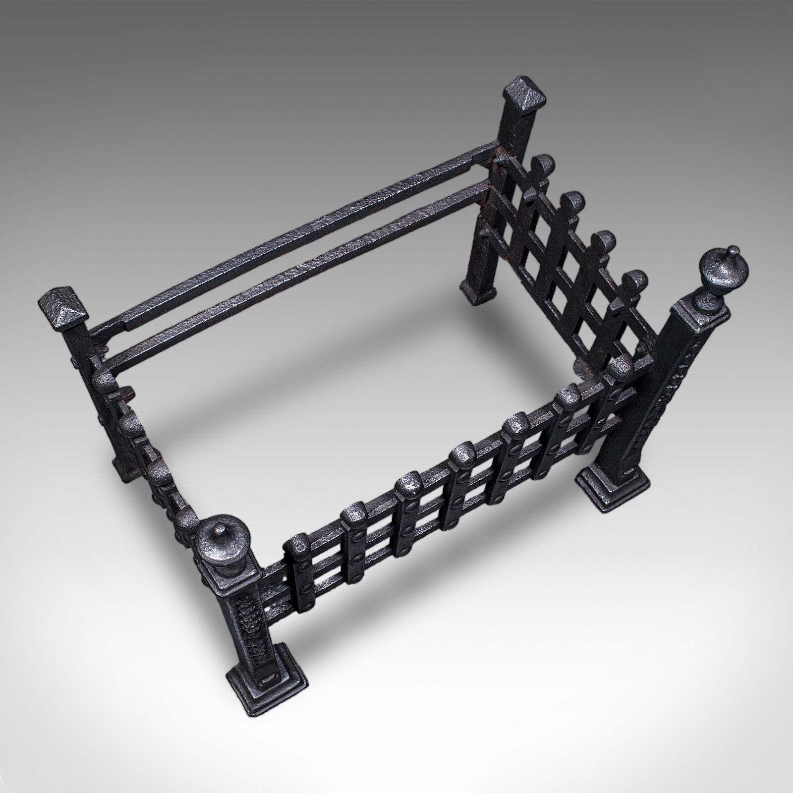 Antique Fire Basket, English, Wrought Iron Fireplace Grate, Victorian, C.1885 photo buy
