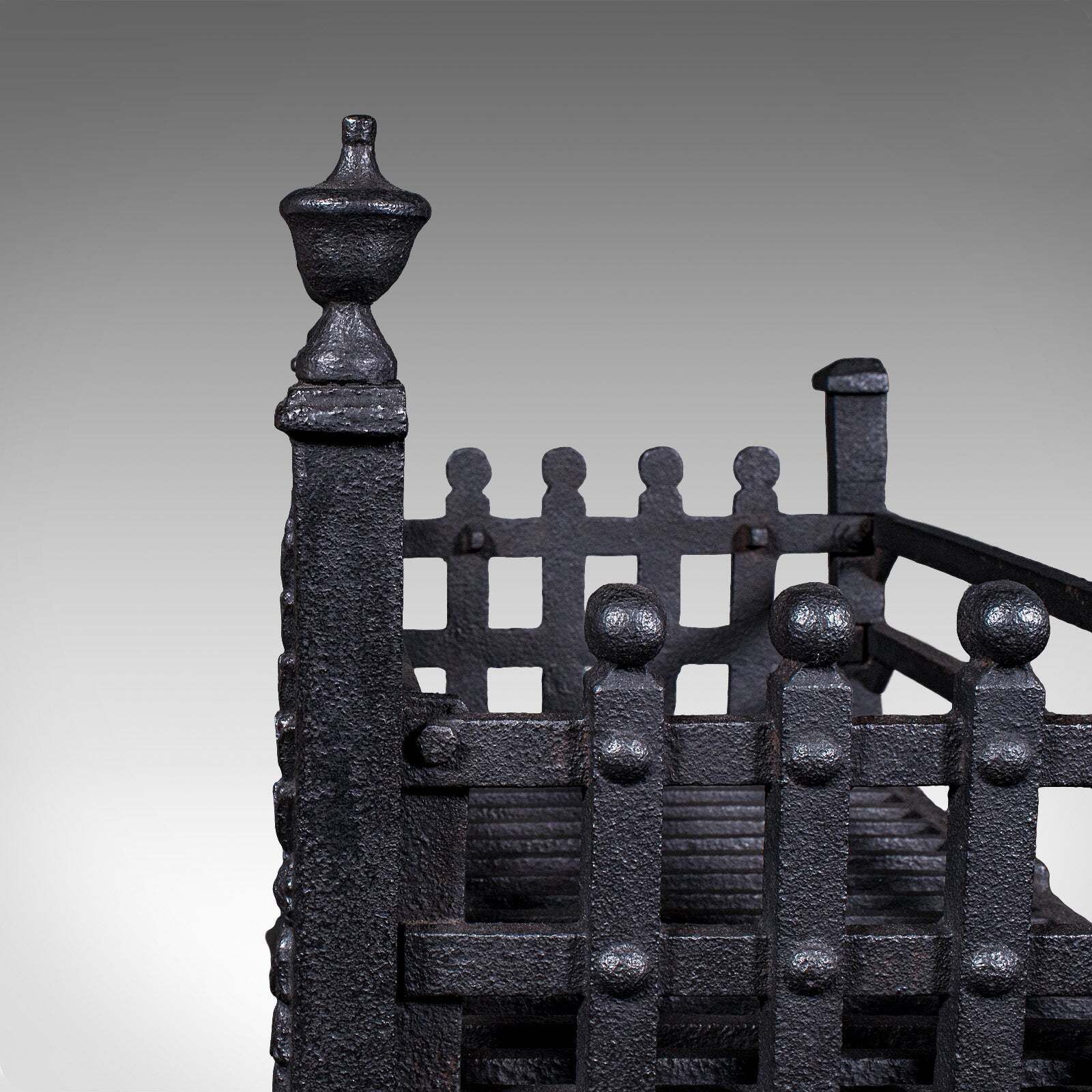 photo furniture Antique Fire Basket, English, Wrought Iron Fireplace Grate, Victorian, C.1885