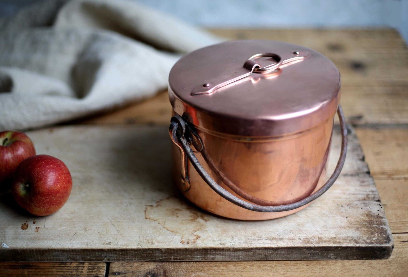 Antique French Stew Pan Copper Stock Pot Professional Quality Dutch Oven Daubiere photo vinterior