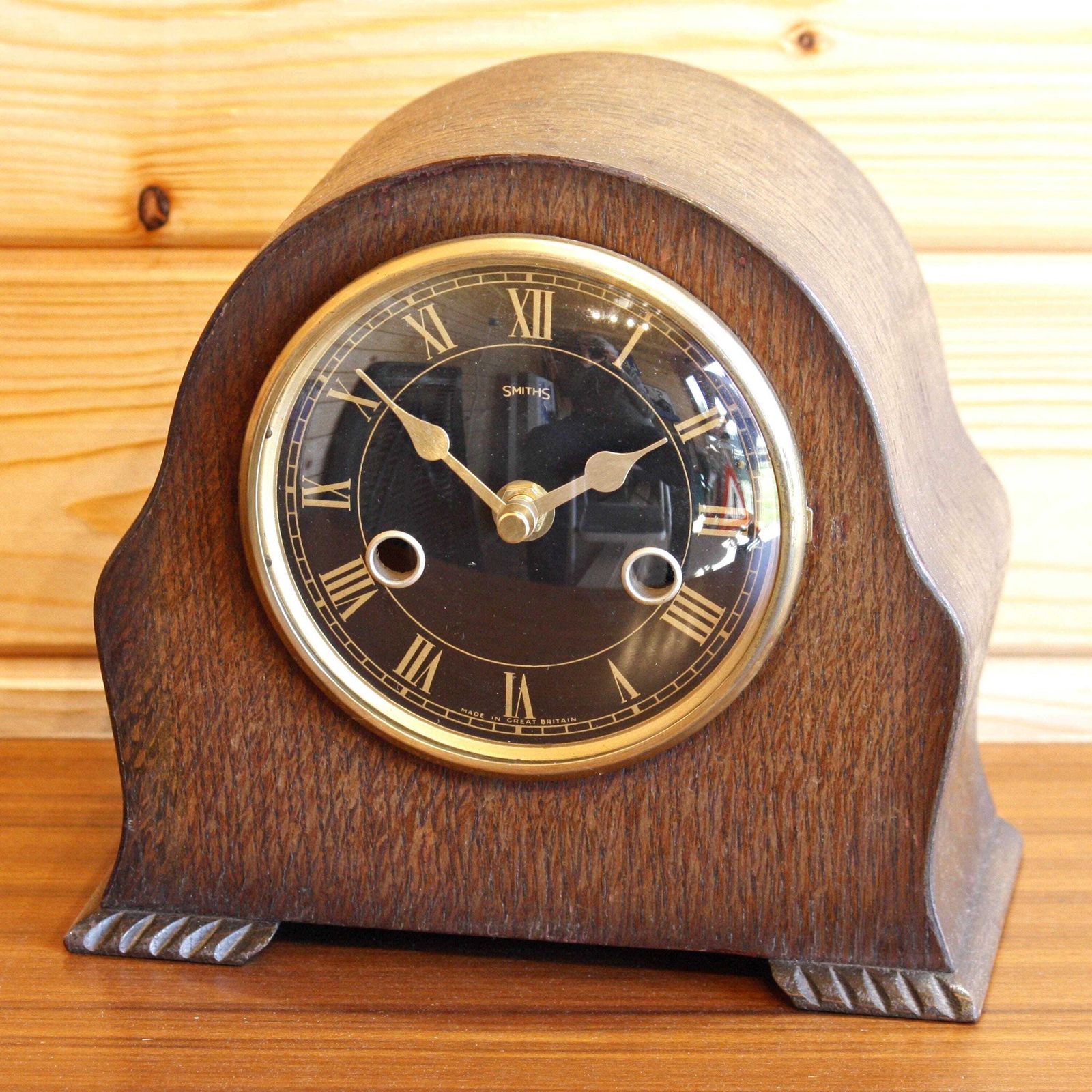 Vintage Smiths Mantel Clock   21cm Antique Wooden Retro Mid Century Desk Clock Off The Wall Clocks