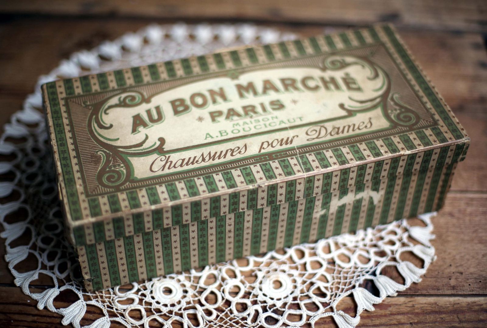 Antique Le Bon Marche Sewing Box French Shoe Box Advertising Maison Boucicaut photo buy