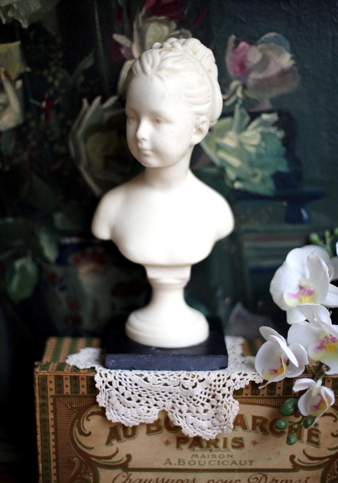 Antique French Wax Bust Of Louise Brongniart Statue Young Girl Figurine Neoclassical Style Embil D Apres Houdon photo furniture