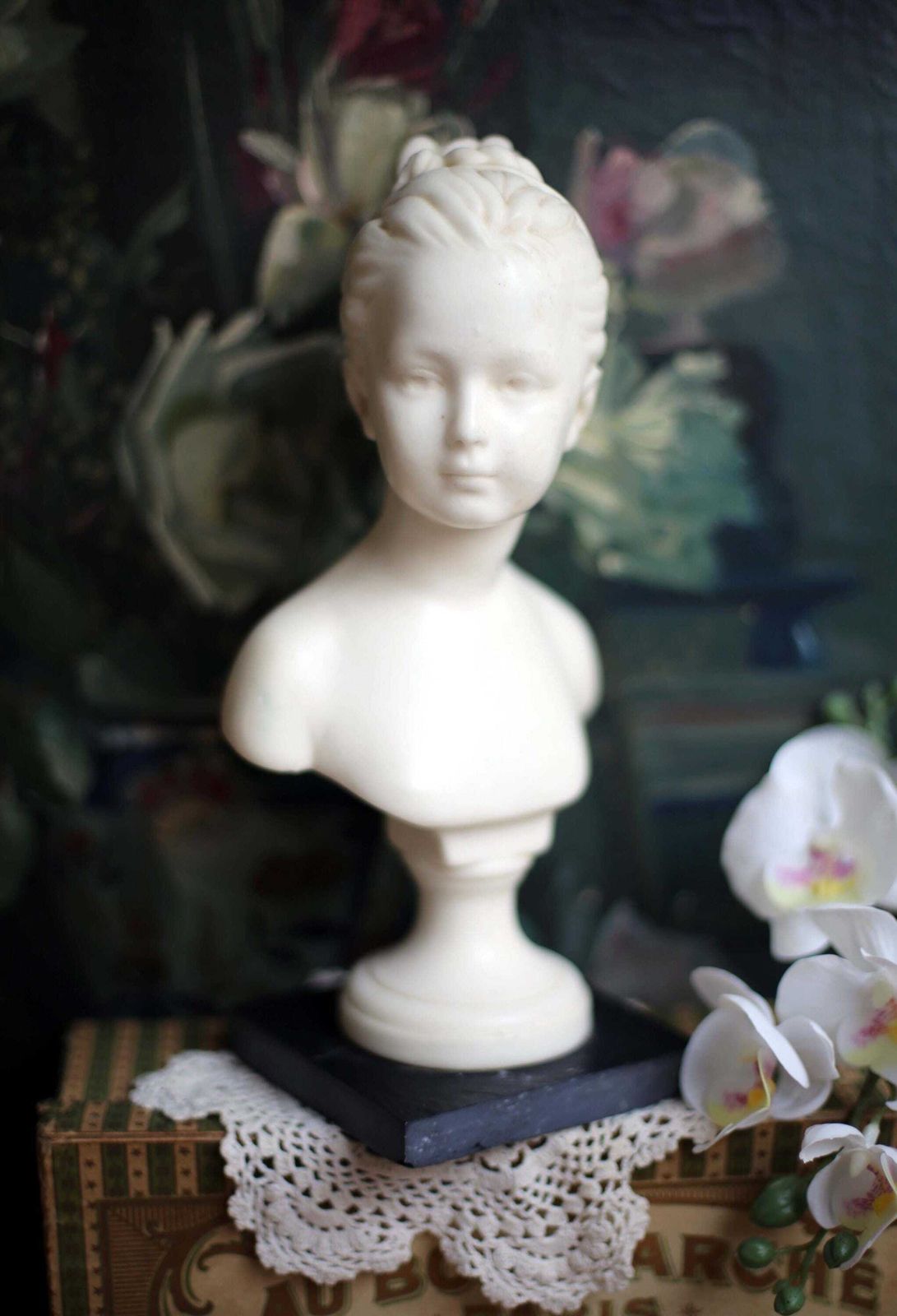 Antique French Wax Bust Of Louise Brongniart Statue Young Girl Figurine Neoclassical Style Embil D Apres Houdon photo for sale