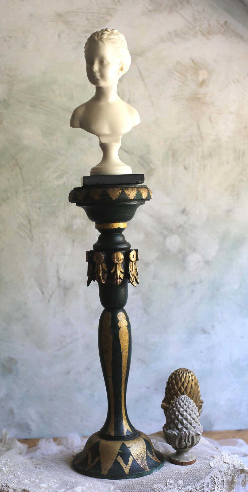Antique French Wax Bust Of Louise Brongniart Statue Young Girl Figurine Neoclassical Style Embil D Apres Houdon photo vintage