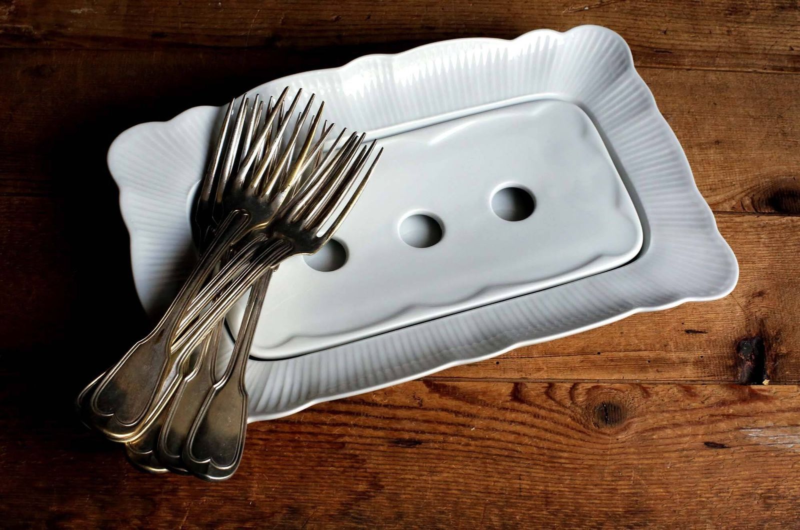 Pillivuyt Asparagus Plate French White Porcelain Serving Dish Drainer photo Home Decor