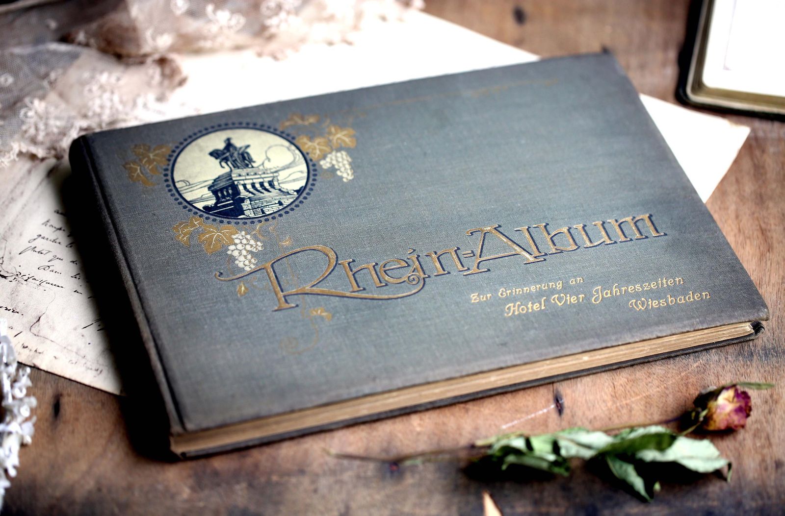 Antique Book Rhein Album German Souvenir