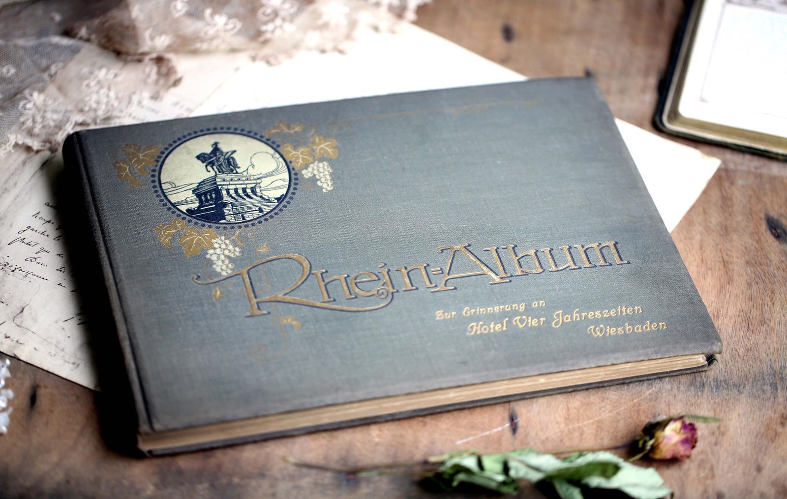 Antique Book Rhein Album German Souvenir photo furniture