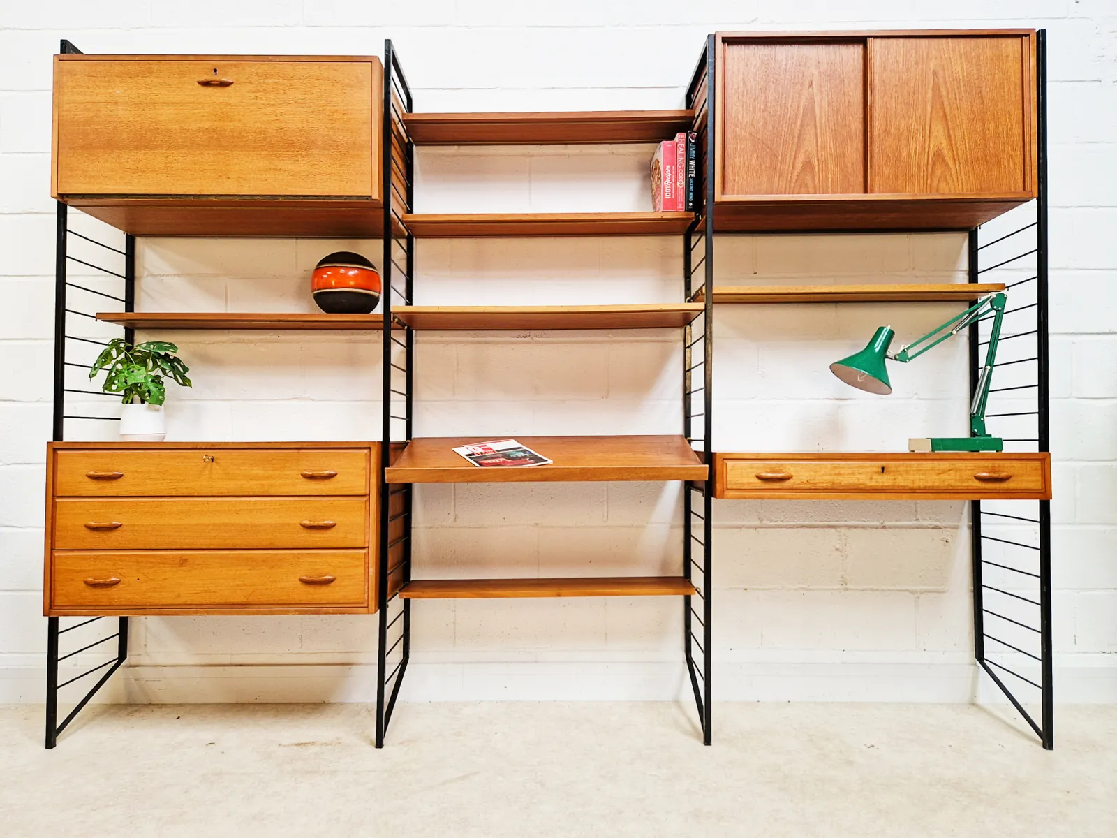 Staples Ladderax Vintage 1960s Mid Century 3 Bay Danish Design Cabinet Sideboard Shelf System Pg099