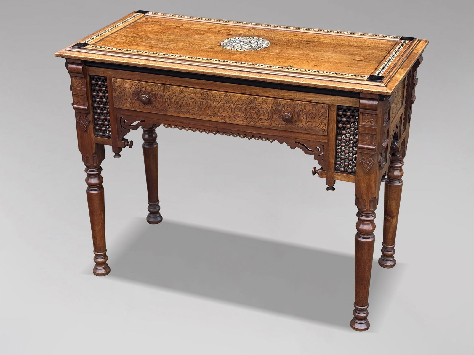 19th Century Aesthetic Movement Moorish Walnut & Inlay Table