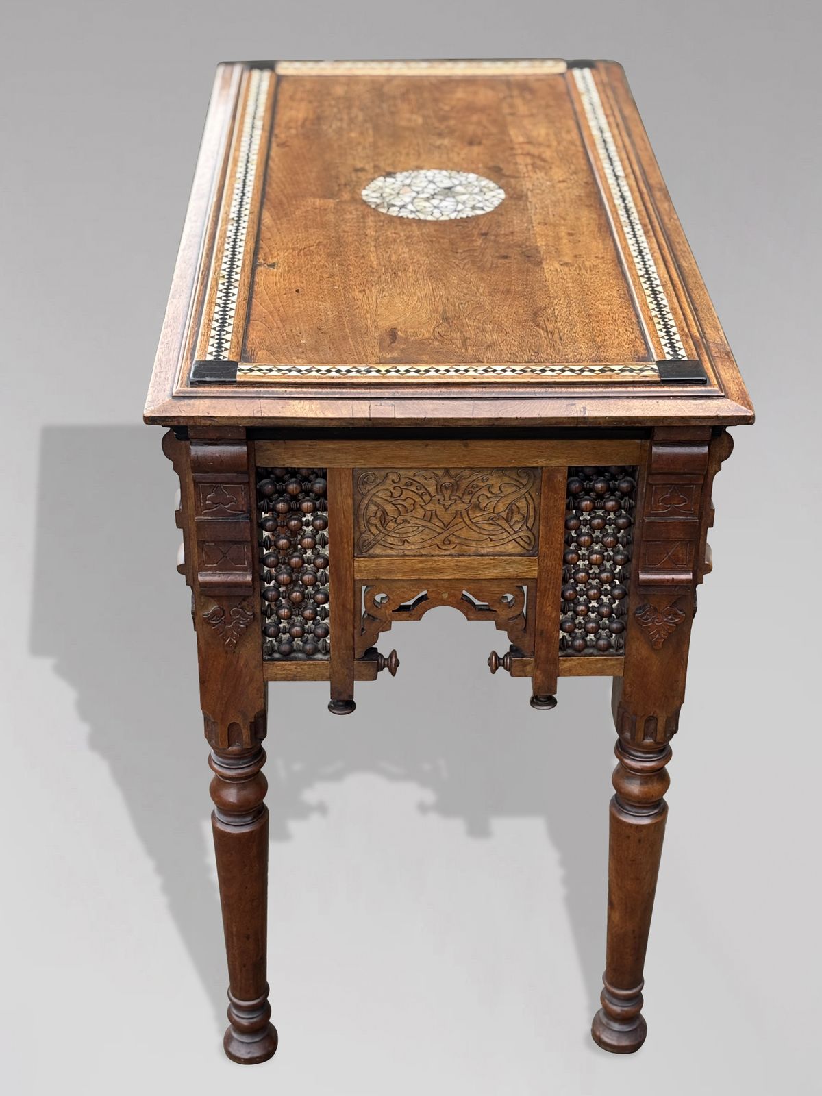 photo furniture 19th Century Aesthetic Movement Moorish Walnut & Inlay Table