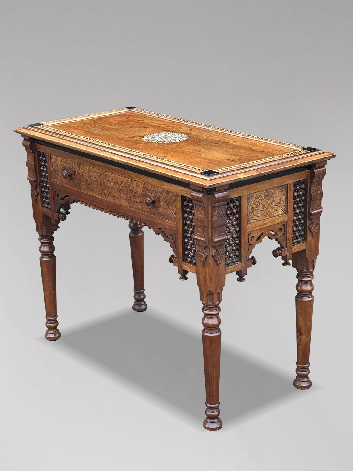 4400.0 19th Century Aesthetic Movement Moorish Walnut & Inlay Table photo