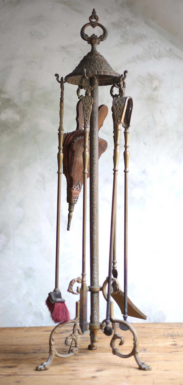 Antique French Bronze Companion Set Rococo Claw Feet Fireside Hearth Tools Fire Irons photo furniture