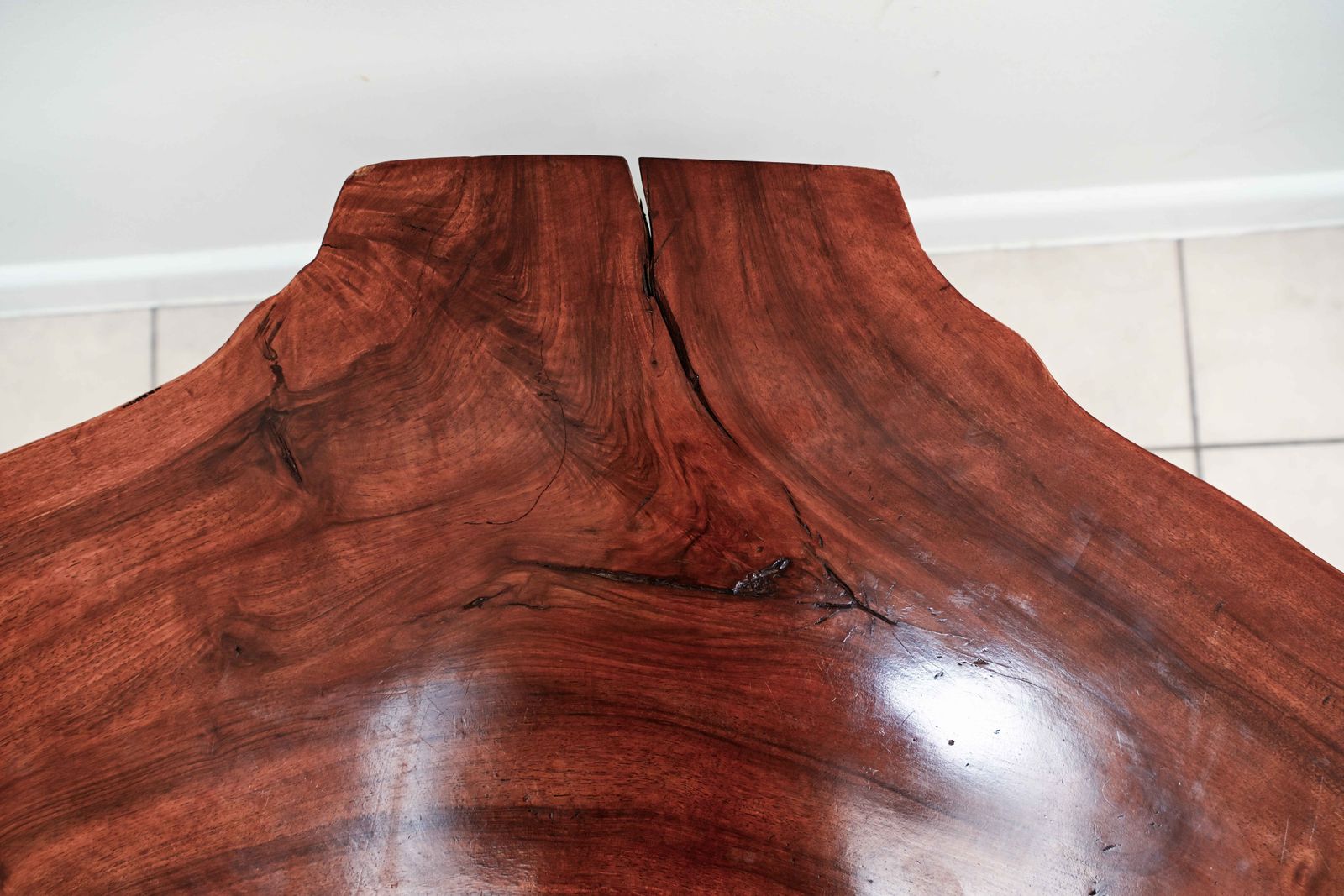 photo for sale Mid Century Freeform Live Edge Tripod Coffee Table In The Manner Of Carl Auböck, C.1950s/60s