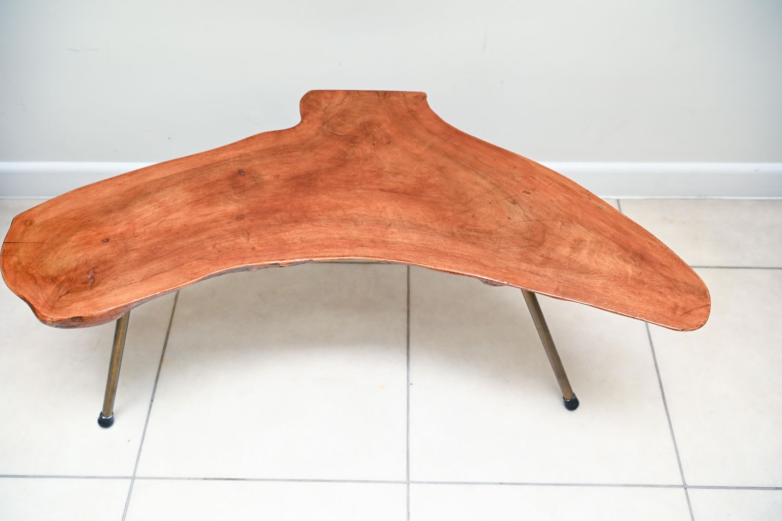 Mid Century Freeform Live Edge Tripod Coffee Table In The Manner Of Carl Auböck, C.1950s/60s photo vinterior