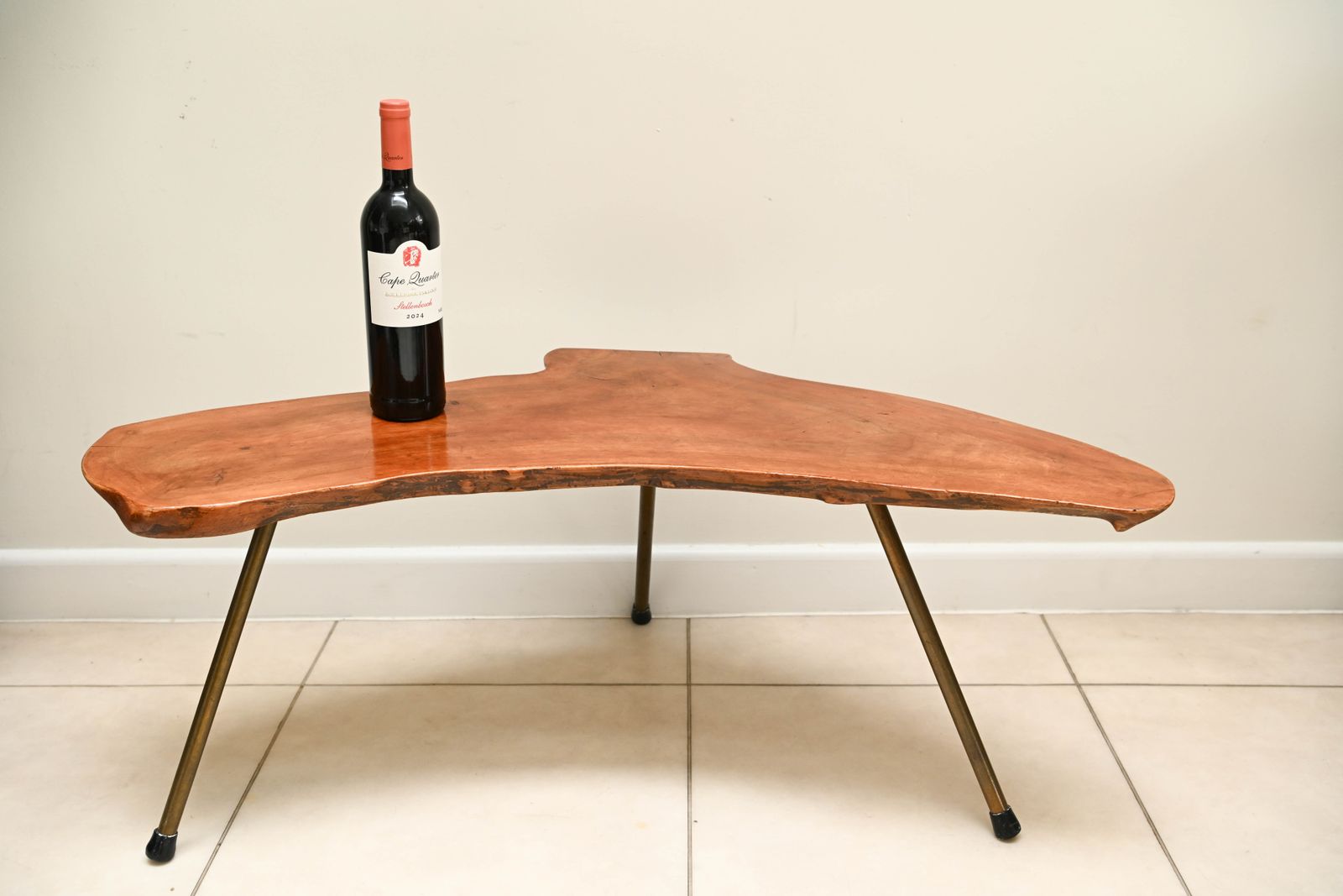 photo buy Mid Century Freeform Live Edge Tripod Coffee Table In The Manner Of Carl Auböck, C.1950s/60s